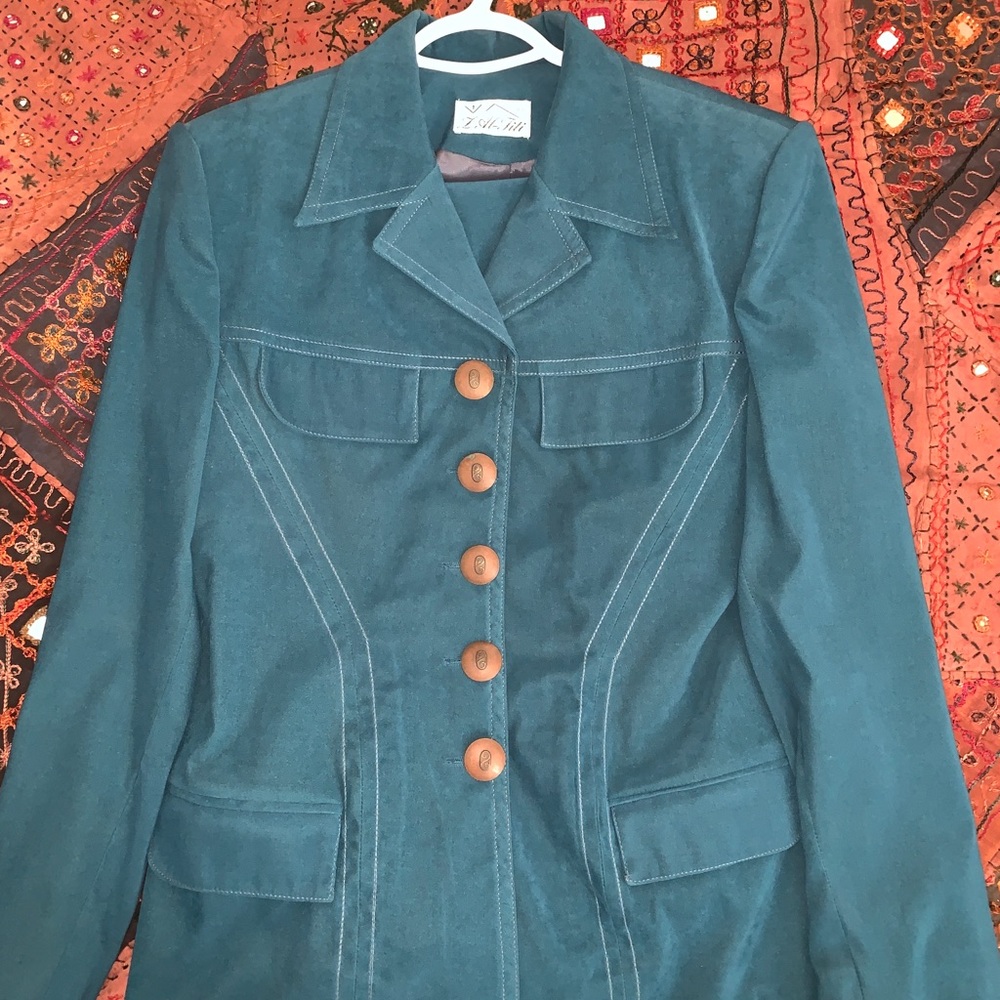 Blue blazer jacket and pants suit for women